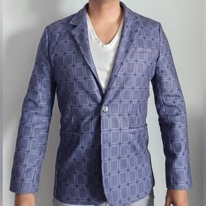 Vintage Light Purple Checkered Blazer | Size L | Lightweight Statement Jacket